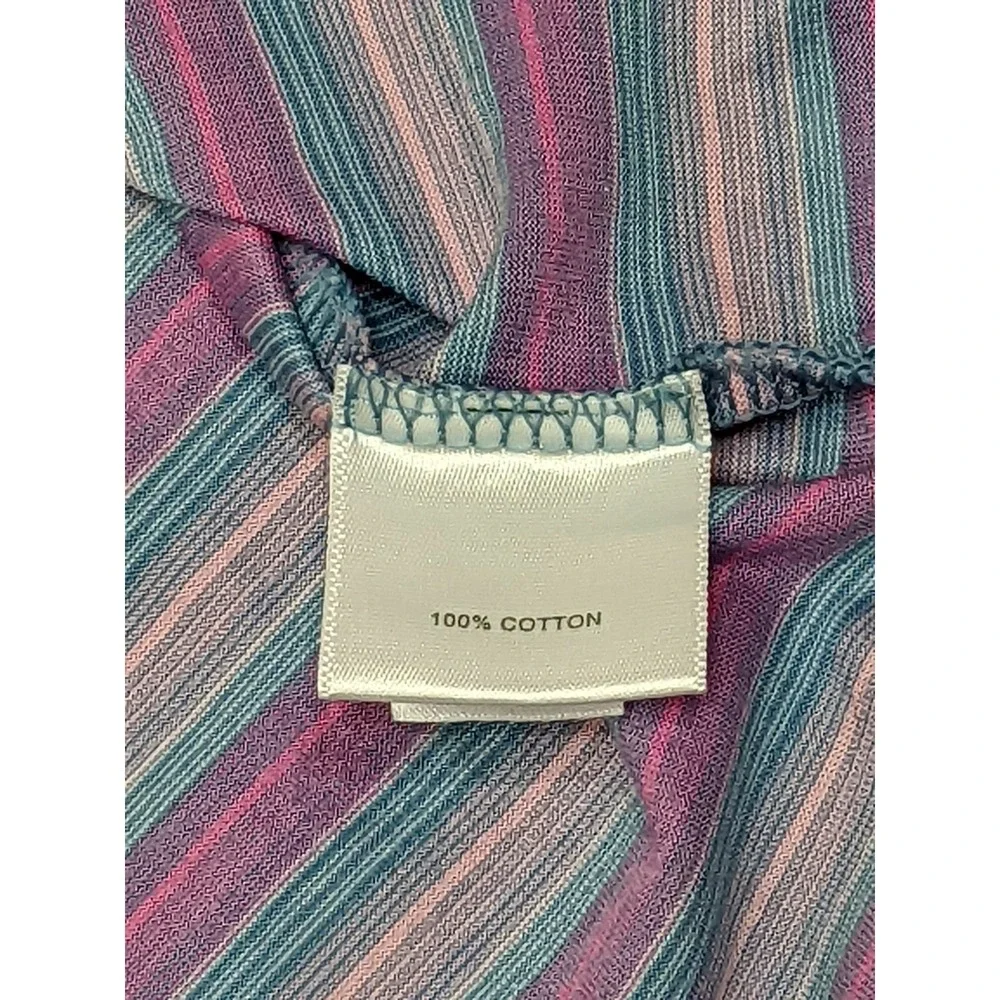 Peter Millar Performance Polo Golf Shirt Blue Pink Stripe Mens Large 100% Cotton